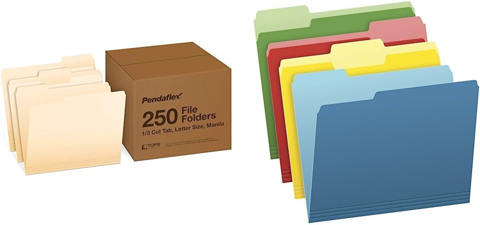 Pendaflex File Folders, Letter Size, 1/3 Cut, Manila, 250 per Box (752250)