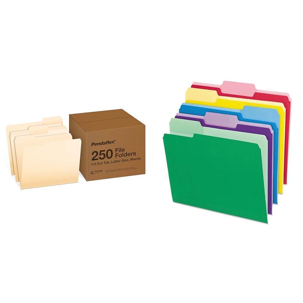 Pendaflex File Folders, Letter Size, 1/3 Cut, Manila, 250 per Box (752250)