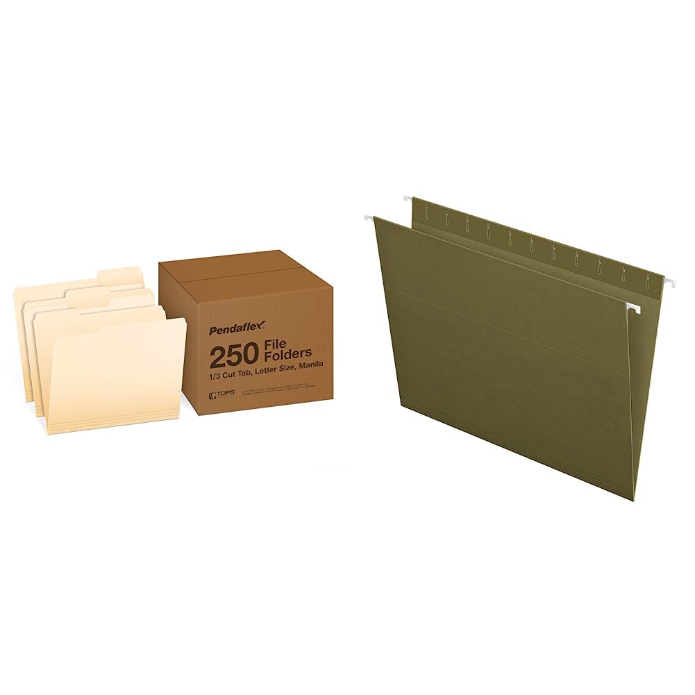 Pendaflex File Folders, Letter Size, 1/3 Cut, Manila, 250 per Box (752250)