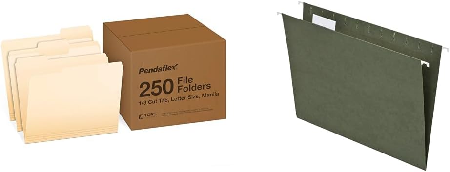 Pendaflex File Folders, Letter Size, 1/3 Cut, Manila, 250 per Box (752250)