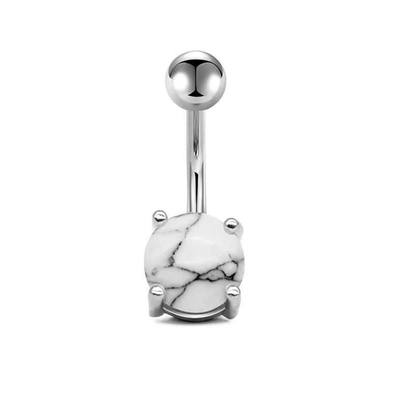 14G 10MM 3/8 Inch 316L Surgical Steel Belly Button Rings Belly Earring CZ Opal Navel Rings Barbell Body Piercings Jewelry Oreja