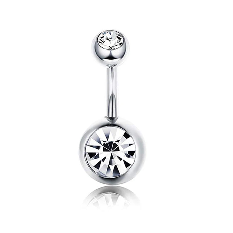 14G 10MM 3/8 Inch 316L Surgical Steel Belly Button Rings Belly Earring CZ Opal Navel Rings Barbell Body Piercings Jewelry Oreja