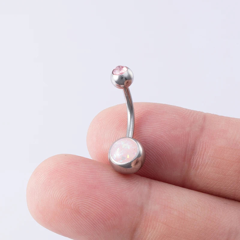 1PC Opal Belly Button Ring for Women 316L Surgical Steel Sexy Piercings 14G Navel Ring Stud Navel Barbell Body Piercing Jewelry