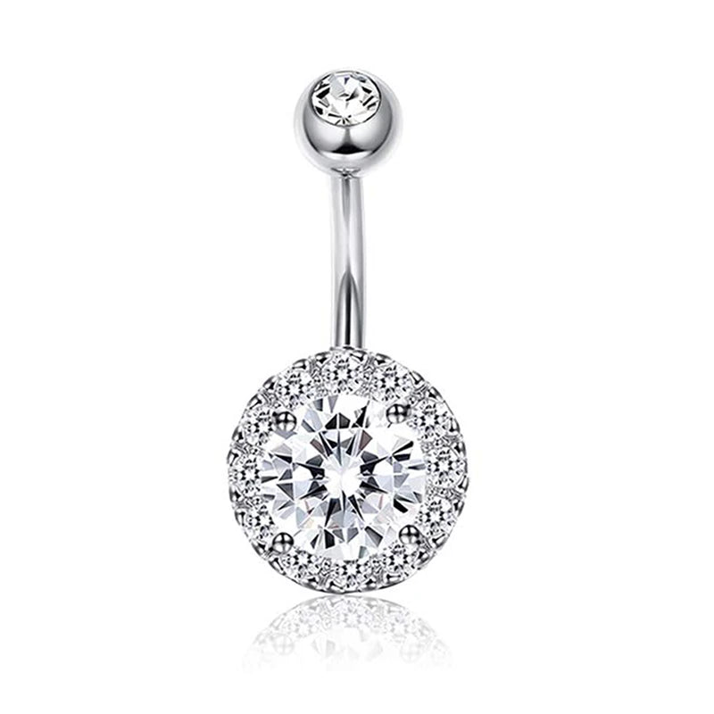 14G 10MM 3/8 Inch 316L Surgical Steel Belly Button Rings Belly Earring CZ Opal Navel Rings Barbell Body Piercings Jewelry Oreja