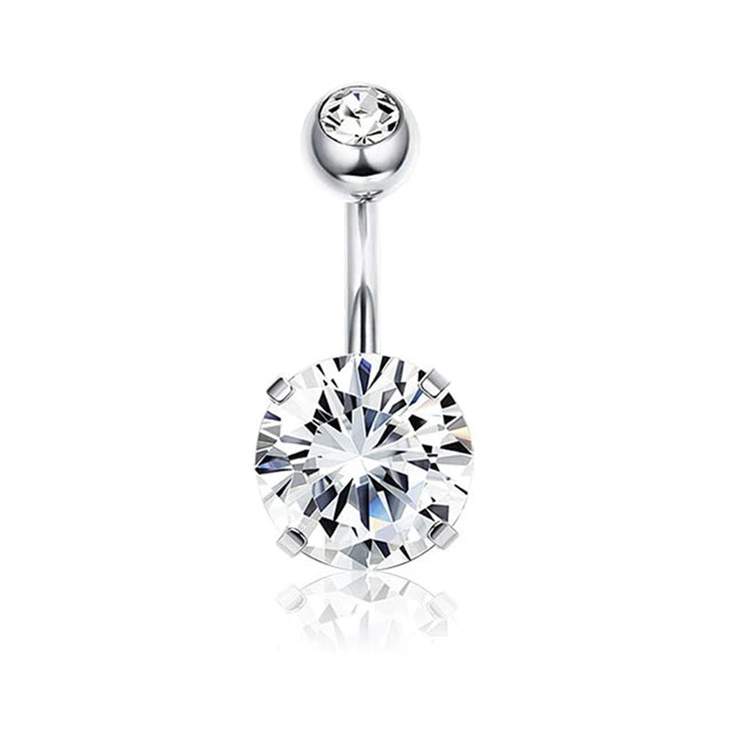 14G 10MM 3/8 Inch 316L Surgical Steel Belly Button Rings Belly Earring CZ Opal Navel Rings Barbell Body Piercings Jewelry Oreja