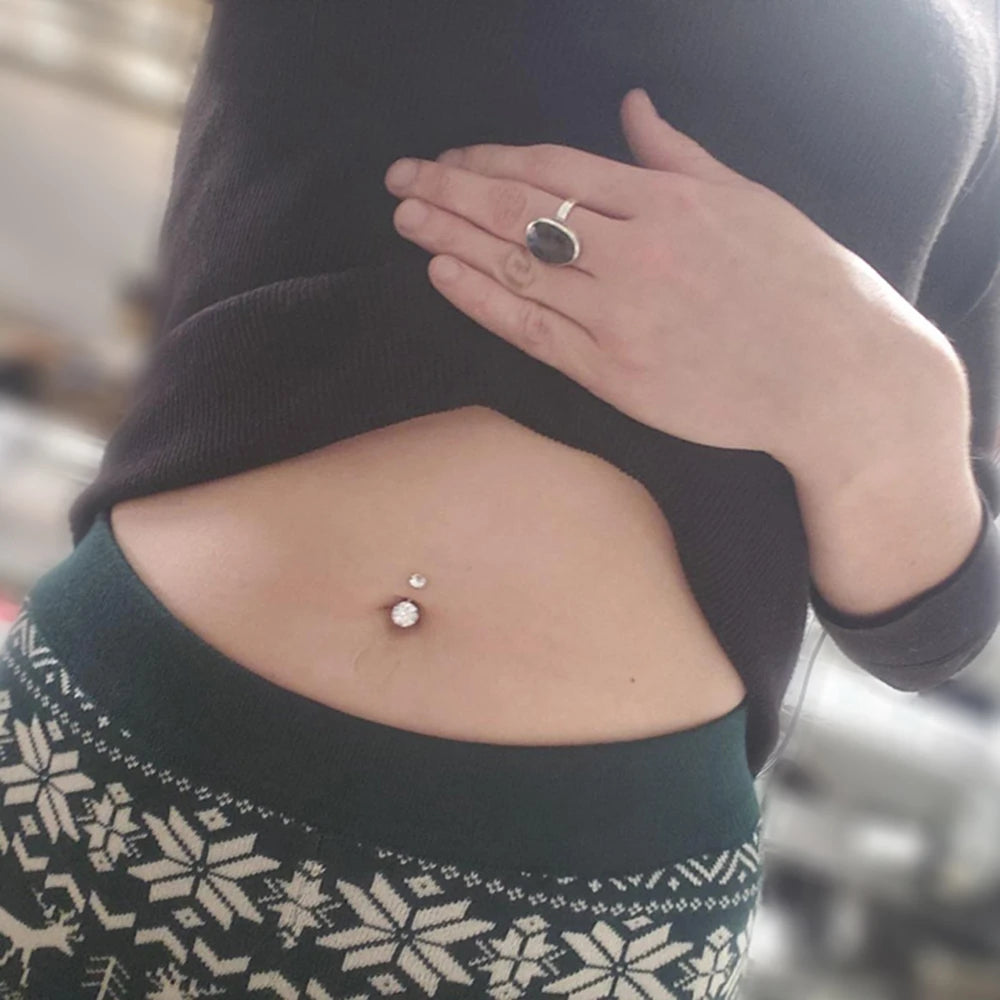14G 10MM 3/8 Inch 316L Surgical Steel Belly Button Rings Belly Earring CZ Opal Navel Rings Barbell Body Piercings Jewelry Oreja