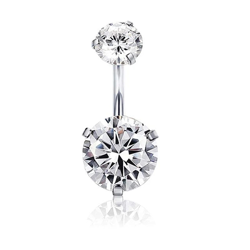 14G 10MM 3/8 Inch 316L Surgical Steel Belly Button Rings Belly Earring CZ Opal Navel Rings Barbell Body Piercings Jewelry Oreja