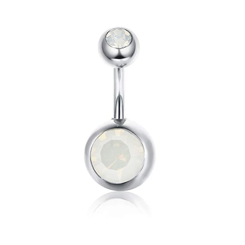 14G 10MM 3/8 Inch 316L Surgical Steel Belly Button Rings Belly Earring CZ Opal Navel Rings Barbell Body Piercings Jewelry Oreja