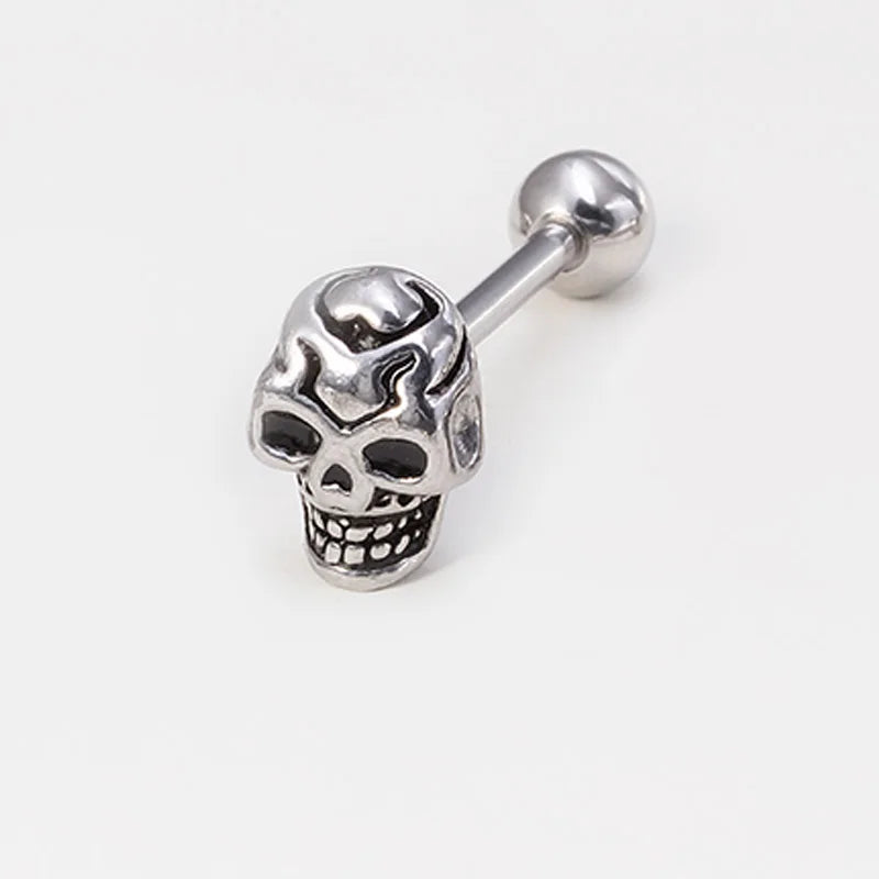 1pc Gothic Skull Spider Rose Letter Tongue Barbell Stud Piercing Surgical Steel Tongue Ring Piercing Body Jewelry for Unisex 14G