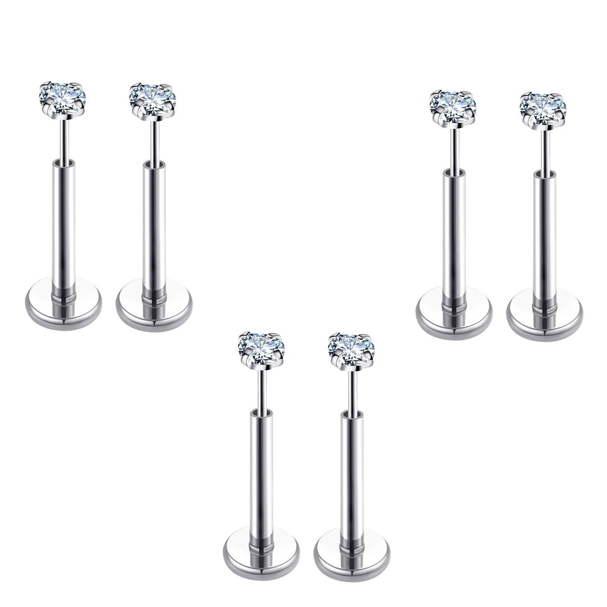 20G Flact Back Earrings Stud Hypoallergenic Stainless Steel Threadless Tragus Cartilage Helix Lip Medusa Piercing Jewelry
