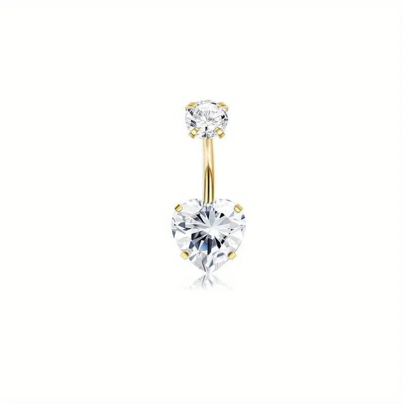 BESTEEL 1Pcs Sparkling Surgical Steel Belly Button Ring with Opal Clear CZ | Hypoallergenic 14G Navel Jewelry for A Stylish Look