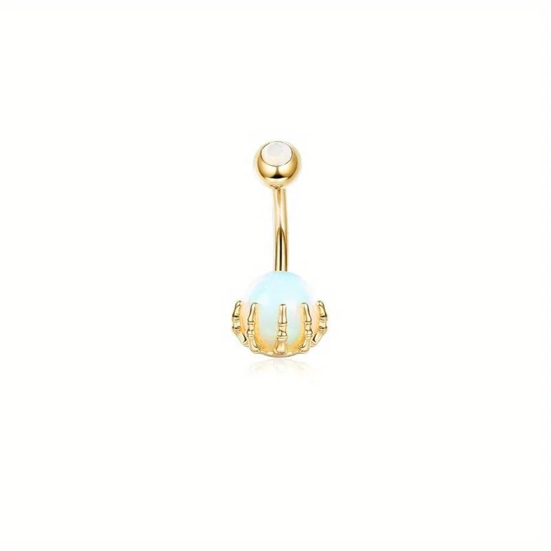 BESTEEL 1Pcs Sparkling Surgical Steel Belly Button Ring with Opal Clear CZ | Hypoallergenic 14G Navel Jewelry for A Stylish Look