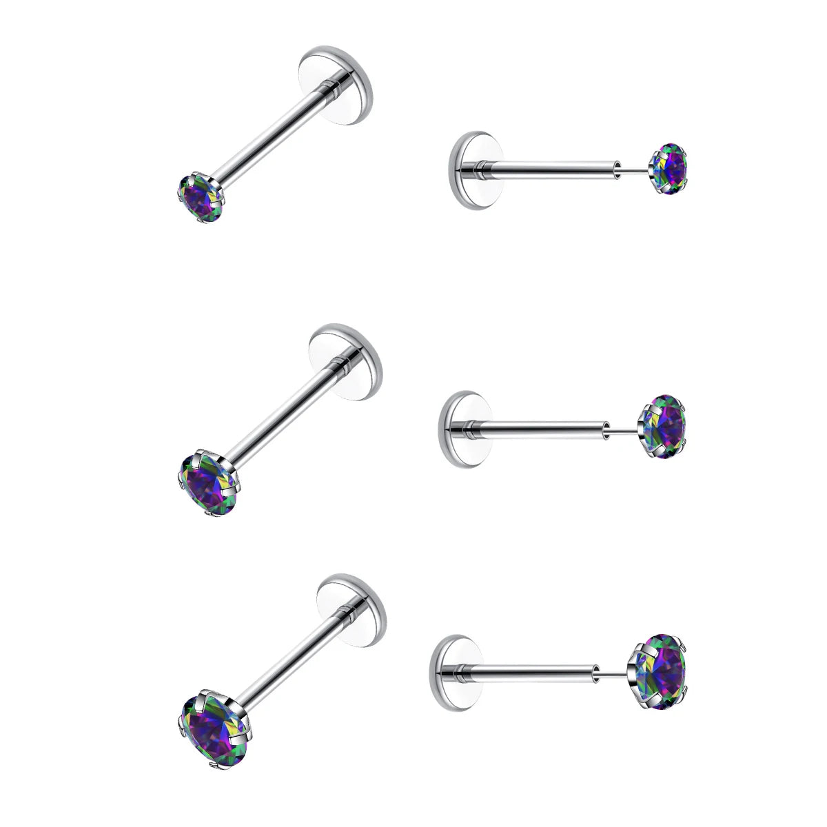 20G Flact Back Earrings Stud Hypoallergenic Stainless Steel Threadless Tragus Cartilage Helix Lip Medusa Piercing Jewelry