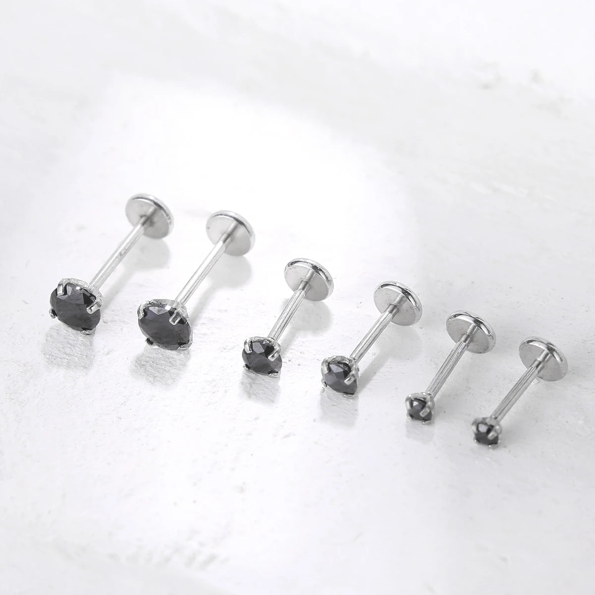20G Flact Back Earrings Stud Hypoallergenic Stainless Steel Threadless Tragus Cartilage Helix Lip Medusa Piercing Jewelry