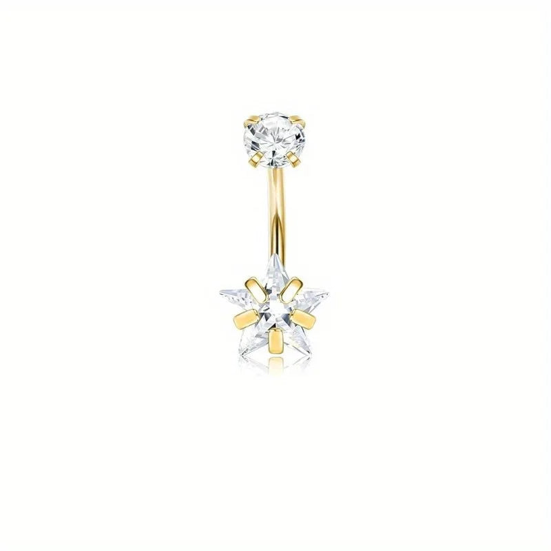 BESTEEL 1Pcs Sparkling Surgical Steel Belly Button Ring with Opal Clear CZ | Hypoallergenic 14G Navel Jewelry for A Stylish Look