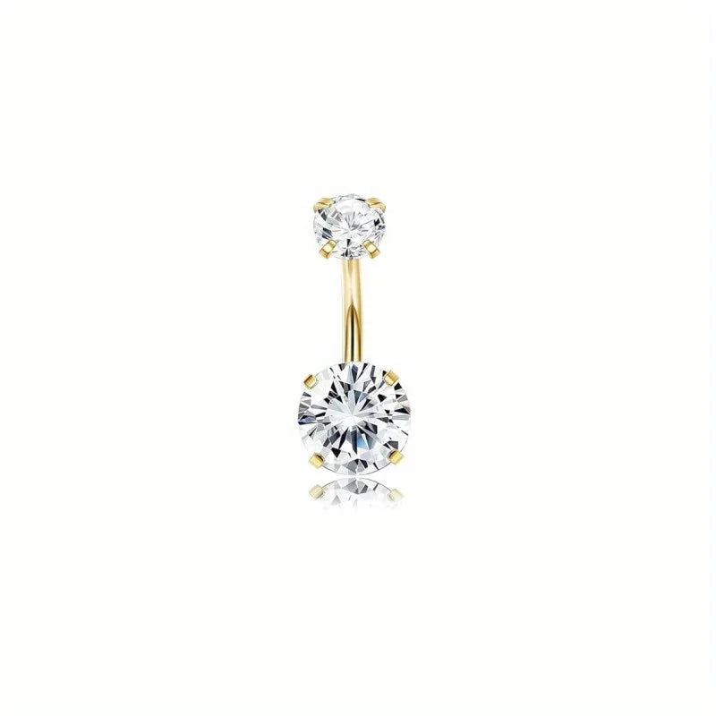 BESTEEL 1Pcs Sparkling Surgical Steel Belly Button Ring with Opal Clear CZ | Hypoallergenic 14G Navel Jewelry for A Stylish Look