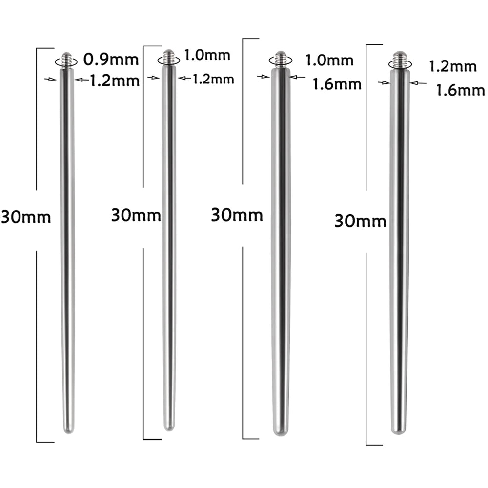 Surgical Steel 14/16/18G Insertion Pin Taper for Threadless Jewelry Nostril Piercing Taper Push in Earrings Body Piercings Tool