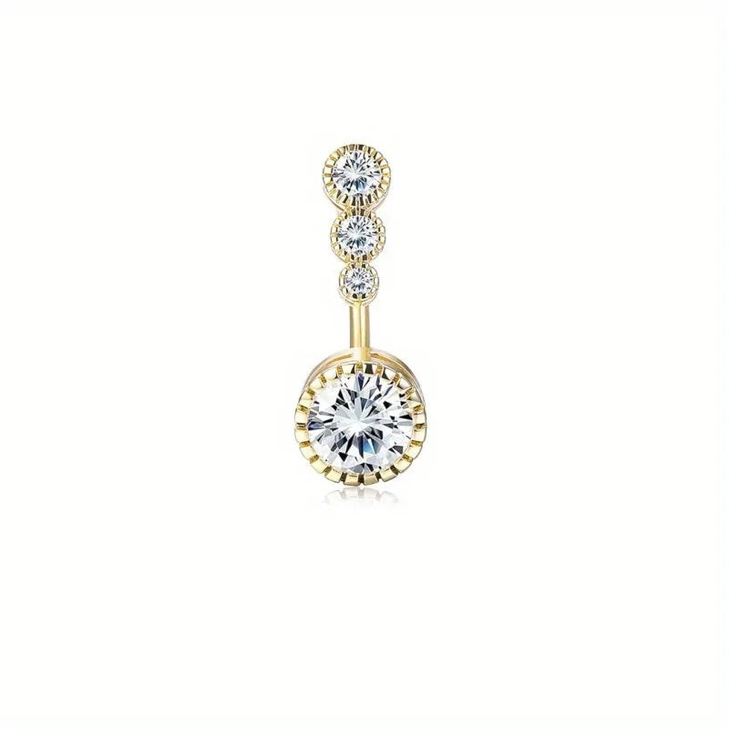 BESTEEL 1Pcs Sparkling Surgical Steel Belly Button Ring with Opal Clear CZ | Hypoallergenic 14G Navel Jewelry for A Stylish Look