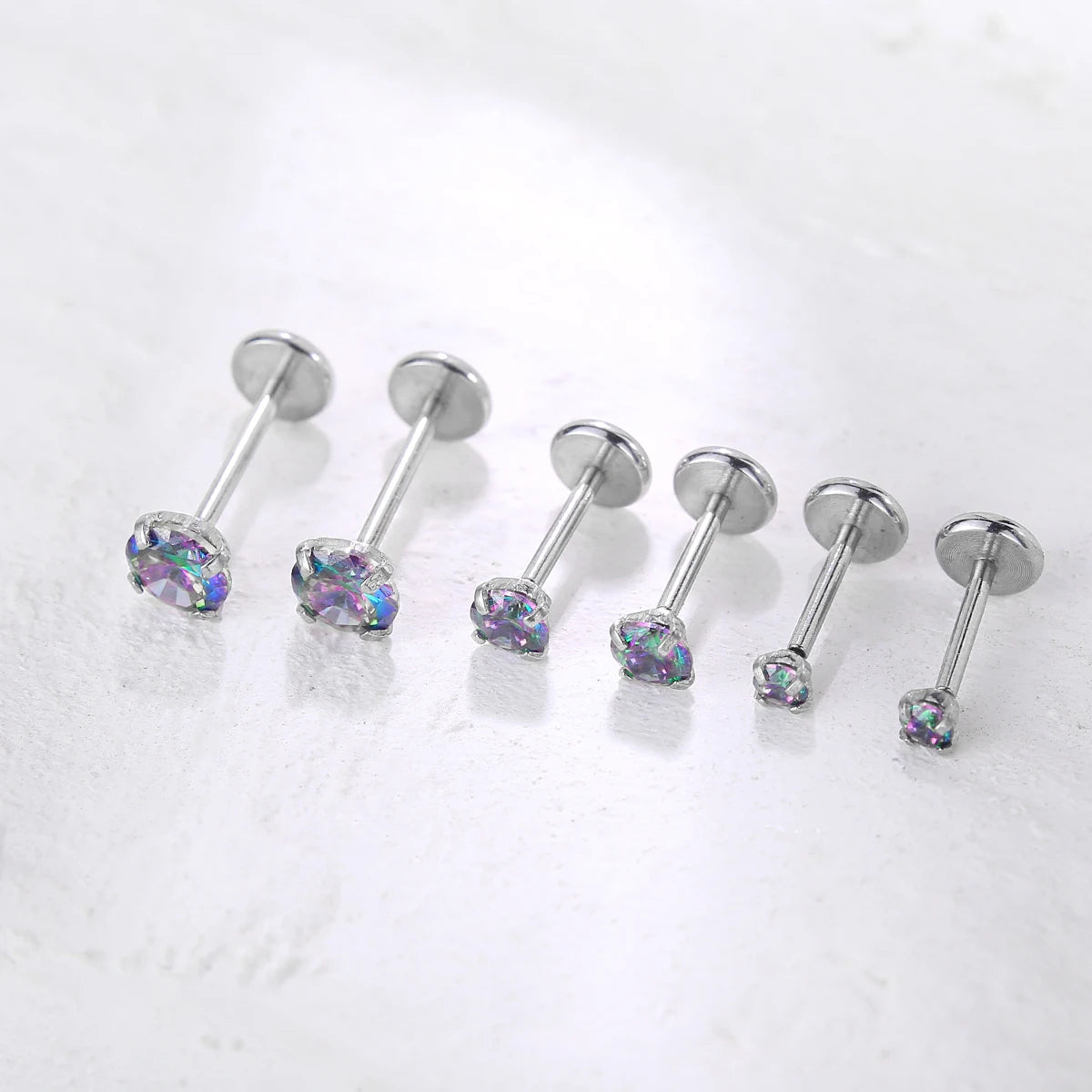20G Flact Back Earrings Stud Hypoallergenic Stainless Steel Threadless Tragus Cartilage Helix Lip Medusa Piercing Jewelry