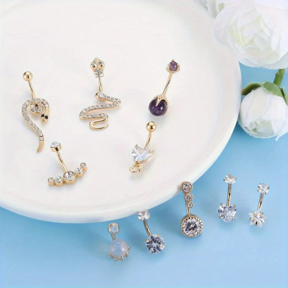 BESTEEL 1Pcs Sparkling Surgical Steel Belly Button Ring with Opal Clear CZ | Hypoallergenic 14G Navel Jewelry for A Stylish Look