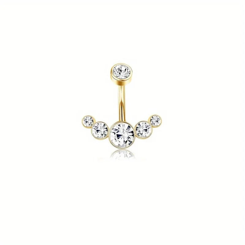BESTEEL 1Pcs Sparkling Surgical Steel Belly Button Ring with Opal Clear CZ | Hypoallergenic 14G Navel Jewelry for A Stylish Look