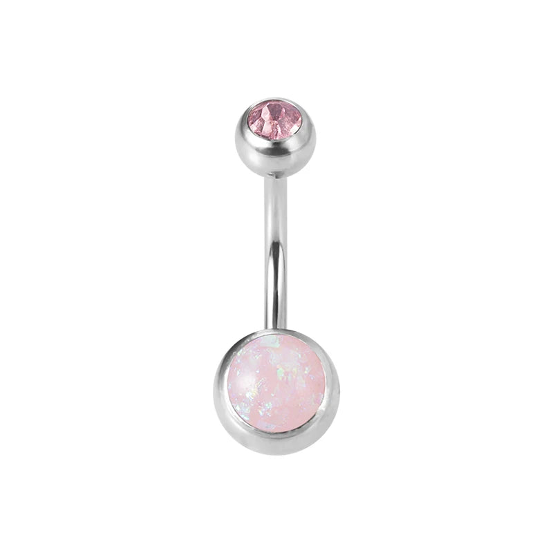 1PC Opal Belly Button Ring for Women 316L Surgical Steel Sexy Piercings 14G Navel Ring Stud Navel Barbell Body Piercing Jewelry