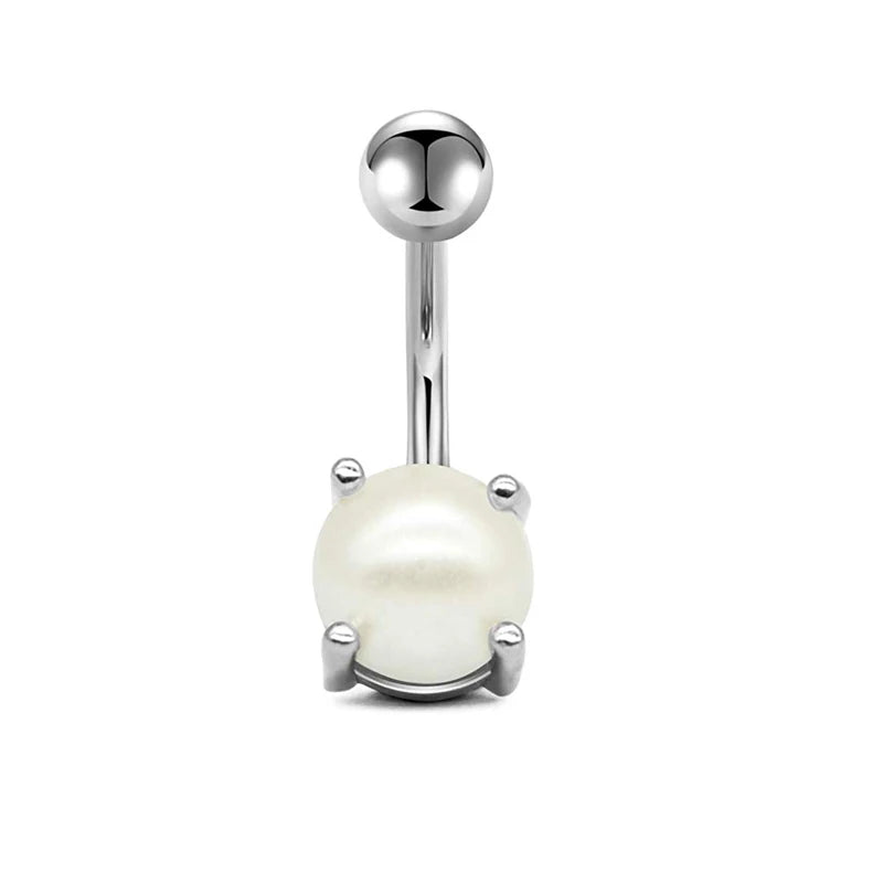14G 10MM 3/8 Inch 316L Surgical Steel Belly Button Rings Belly Earring CZ Opal Navel Rings Barbell Body Piercings Jewelry Oreja