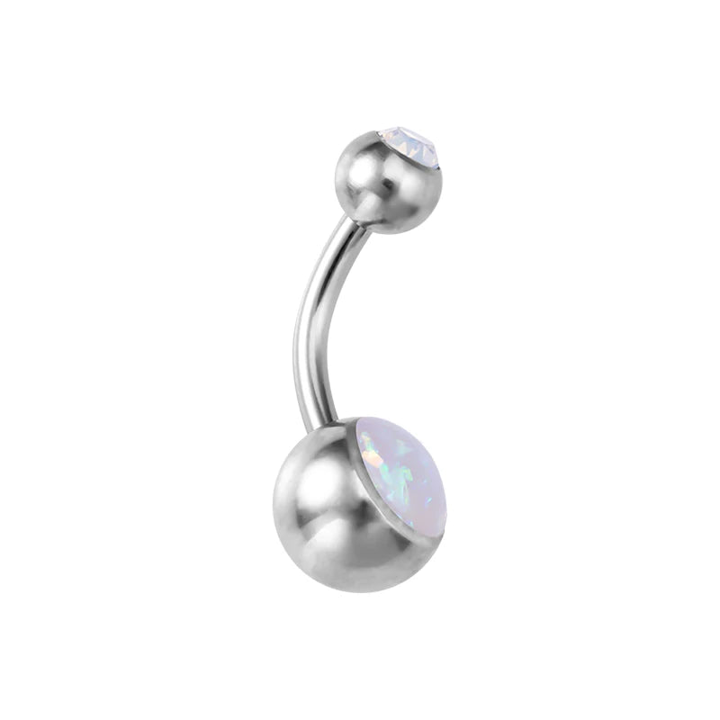 1PC Opal Belly Button Ring for Women 316L Surgical Steel Sexy Piercings 14G Navel Ring Stud Navel Barbell Body Piercing Jewelry