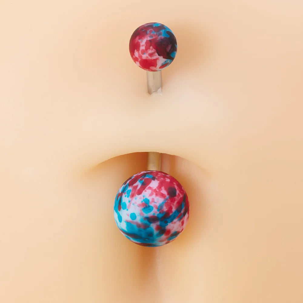 5PCS Acrylic Balls Belly Button Rings Women 14G Surgical Steel Curved Barbells Colorful Navel Piercing Bar Earring Body Jewelry
