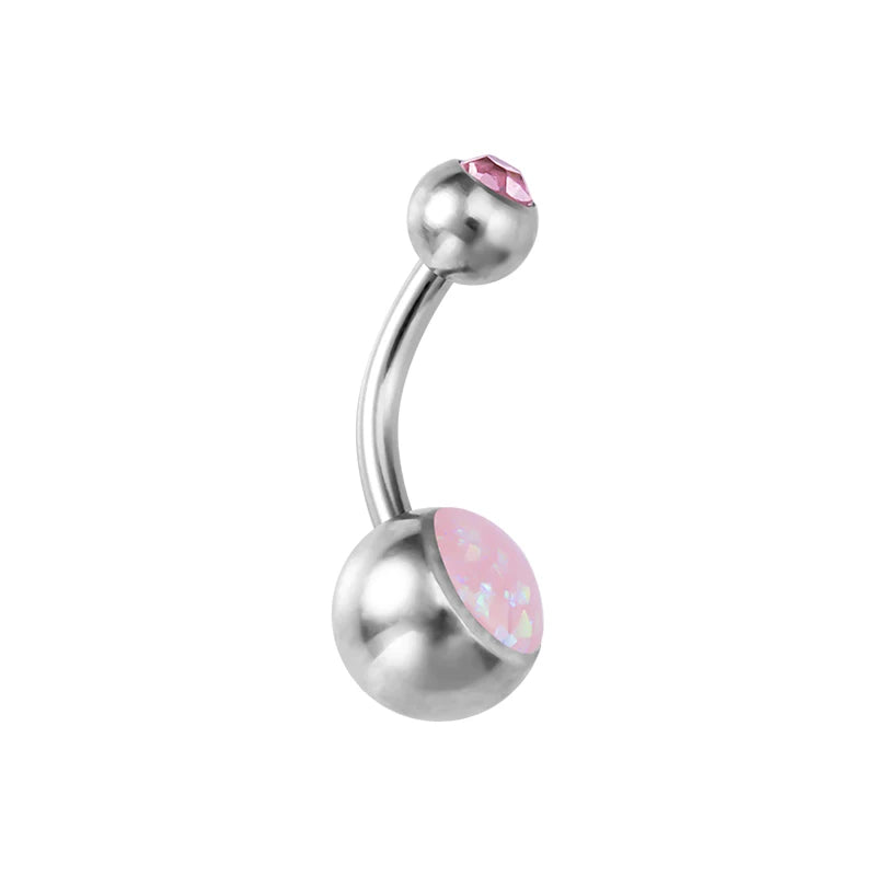 1PC Opal Belly Button Ring for Women 316L Surgical Steel Sexy Piercings 14G Navel Ring Stud Navel Barbell Body Piercing Jewelry