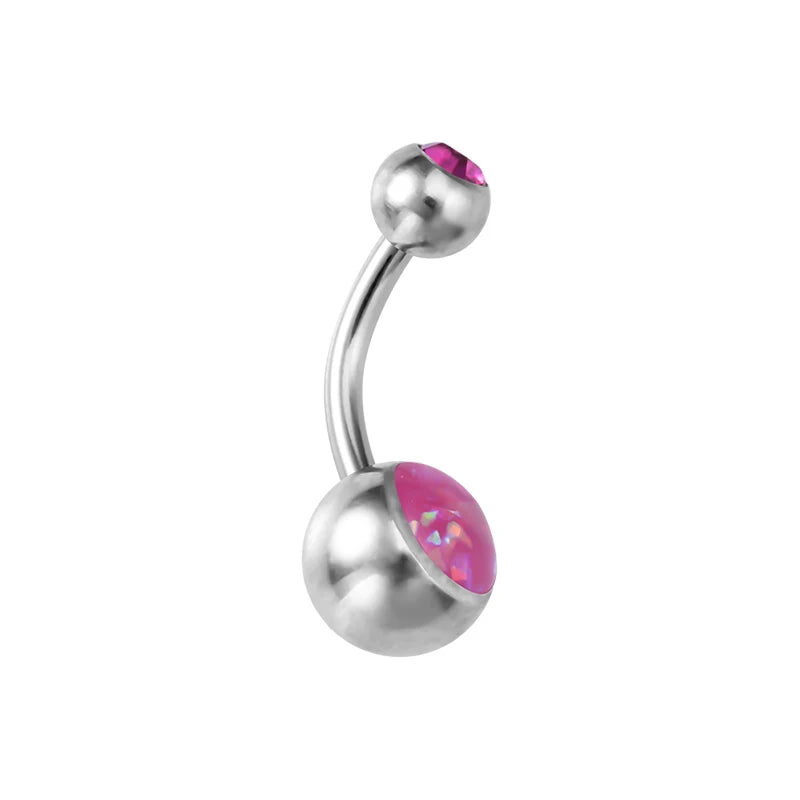 1PC Opal Belly Button Ring for Women 316L Surgical Steel Sexy Piercings 14G Navel Ring Stud Navel Barbell Body Piercing Jewelry