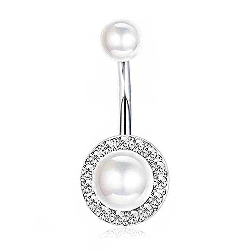 14G 10MM 3/8 Inch 316L Surgical Steel Belly Button Rings Belly Earring CZ Opal Navel Rings Barbell Body Piercings Jewelry Oreja