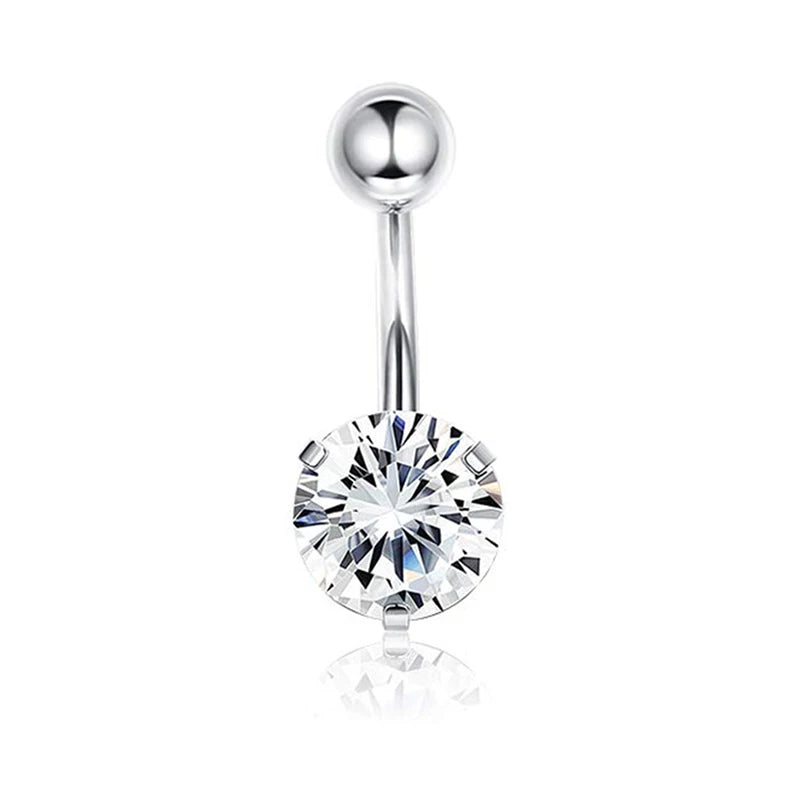 14G 10MM 3/8 Inch 316L Surgical Steel Belly Button Rings Belly Earring CZ Opal Navel Rings Barbell Body Piercings Jewelry Oreja