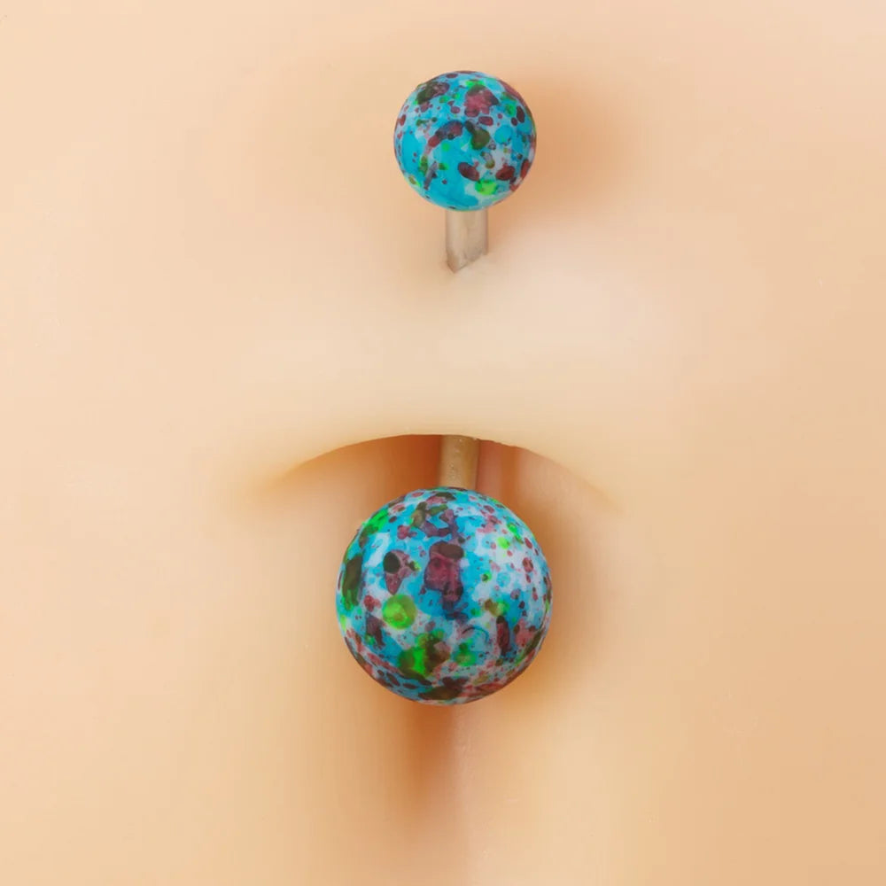 5PCS Acrylic Balls Belly Button Rings Women 14G Surgical Steel Curved Barbells Colorful Navel Piercing Bar Earring Body Jewelry