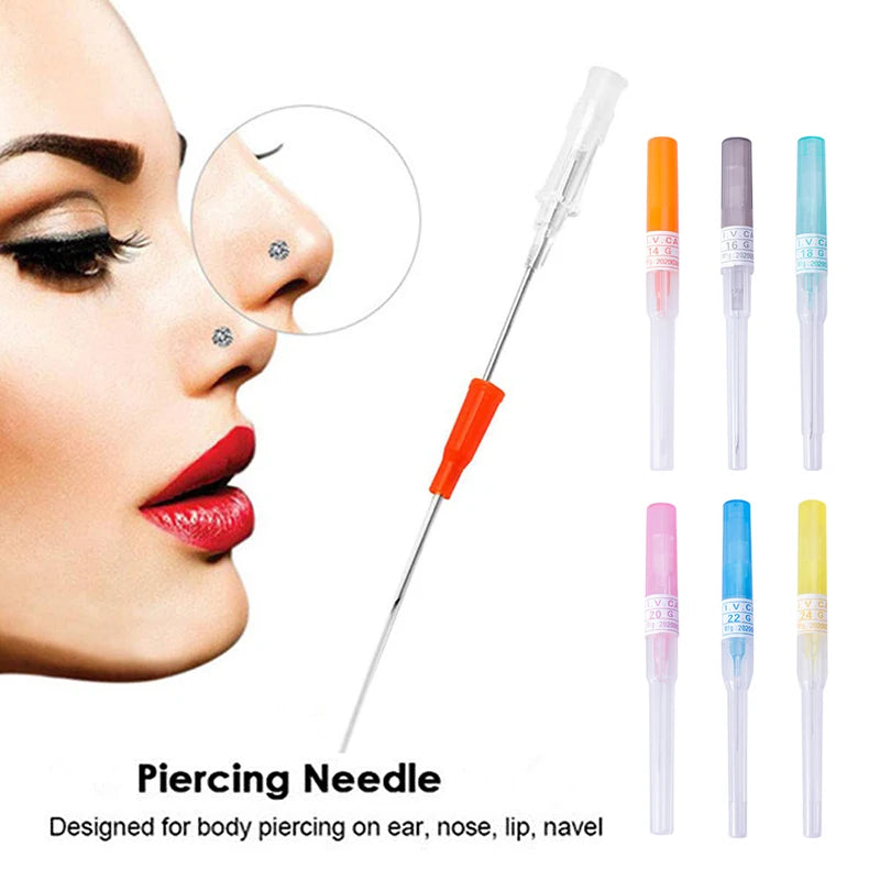 1pc Surgical Steel Sterile Catheter Cannula Piercing Needles Tools Kit Belly Nose Lip Ear Jewelry Body Piercing Tattoo Needles