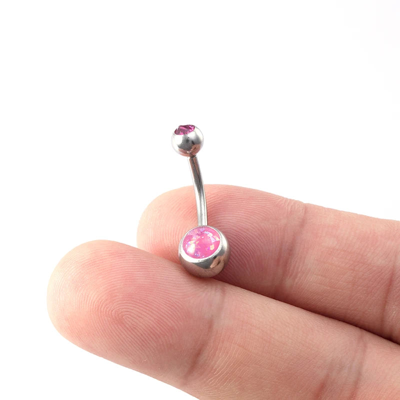 1PC Opal Belly Button Ring for Women 316L Surgical Steel Sexy Piercings 14G Navel Ring Stud Navel Barbell Body Piercing Jewelry
