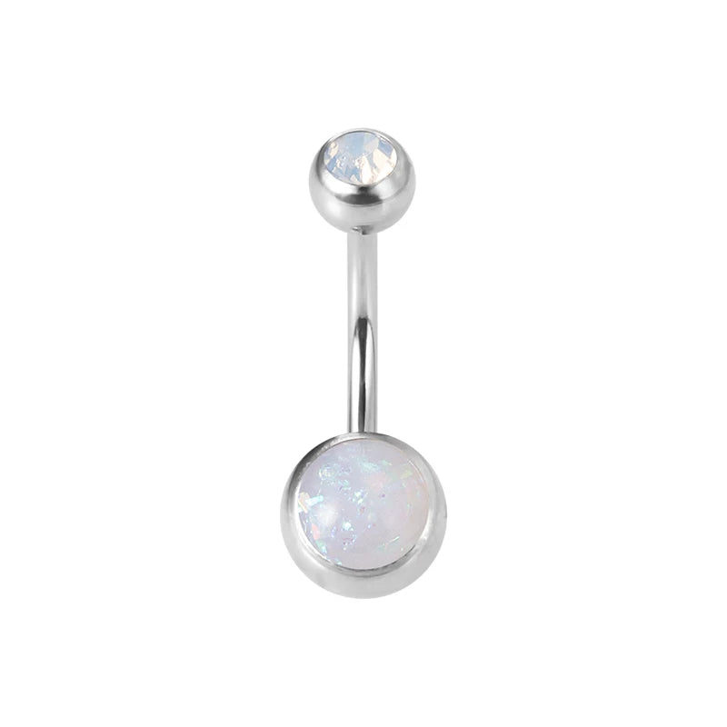1PC Opal Belly Button Ring for Women 316L Surgical Steel Sexy Piercings 14G Navel Ring Stud Navel Barbell Body Piercing Jewelry