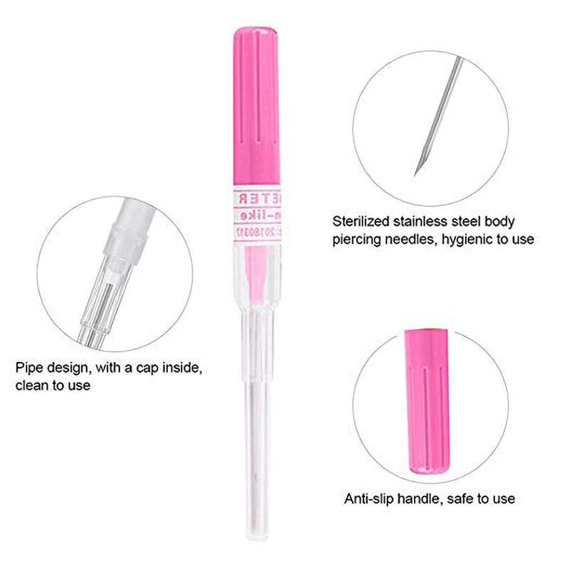 1pc Surgical Steel Sterile Catheter Cannula Piercing Needles Tools Kit Belly Nose Lip Ear Jewelry Body Piercing Tattoo Needles