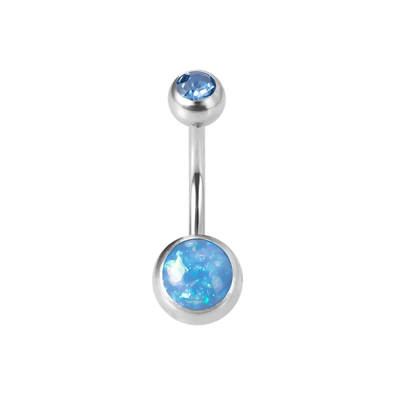 1PC Opal Belly Button Ring for Women 316L Surgical Steel Sexy Piercings 14G Navel Ring Stud Navel Barbell Body Piercing Jewelry
