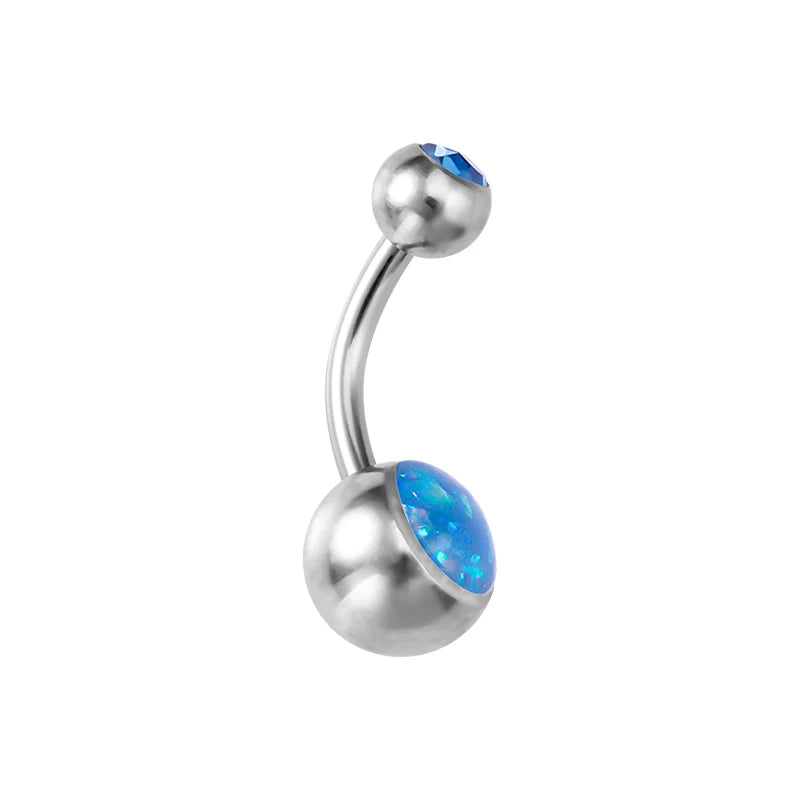 1PC Opal Belly Button Ring for Women 316L Surgical Steel Sexy Piercings 14G Navel Ring Stud Navel Barbell Body Piercing Jewelry