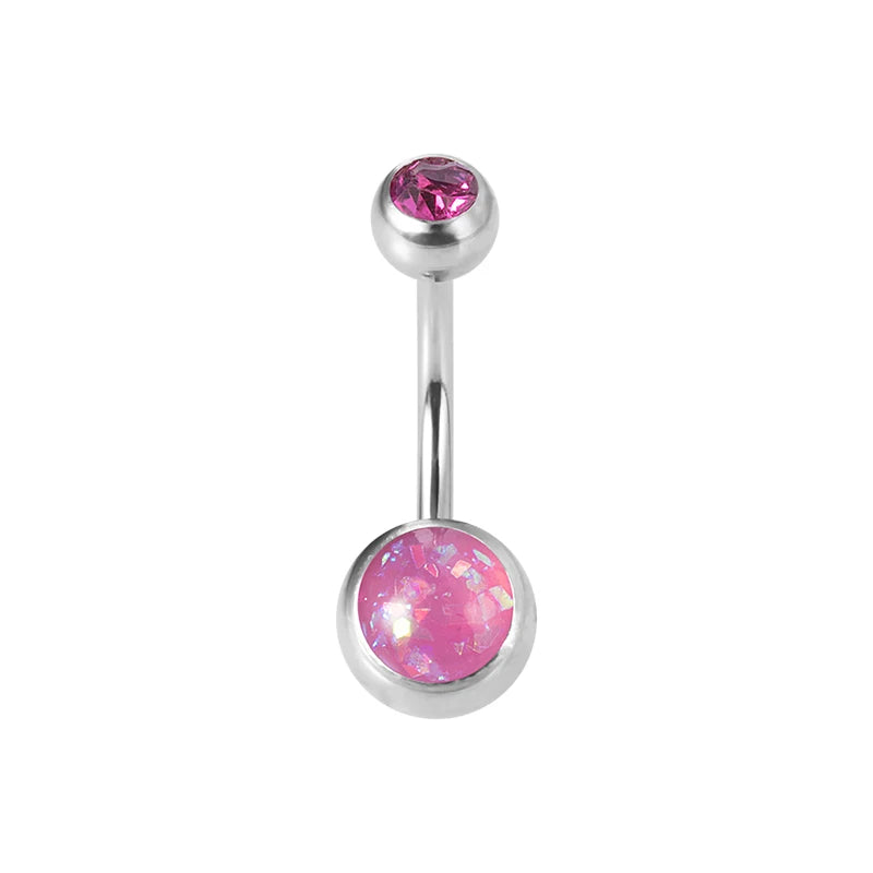 1PC Opal Belly Button Ring for Women 316L Surgical Steel Sexy Piercings 14G Navel Ring Stud Navel Barbell Body Piercing Jewelry