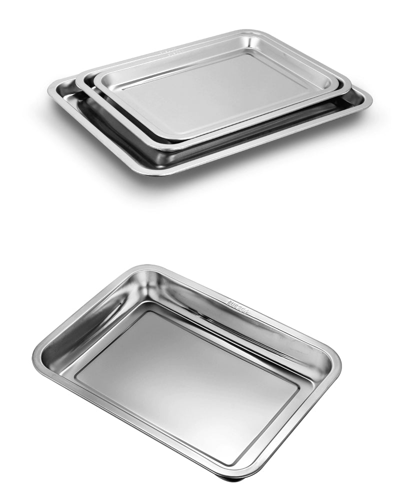 304 Stainless Steel Rectangular Tray and Dinner Plate Square Plate Barbecue Plate Flats Steamed Fish Plate Steamed Rice Tray Fruit Plate