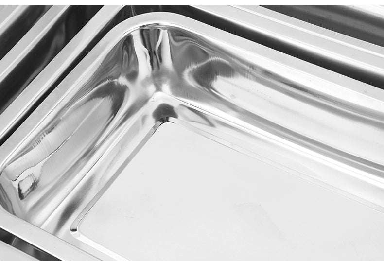 304 Stainless Steel Rectangular Tray and Dinner Plate Square Plate Barbecue Plate Flats Steamed Fish Plate Steamed Rice Tray Fruit Plate