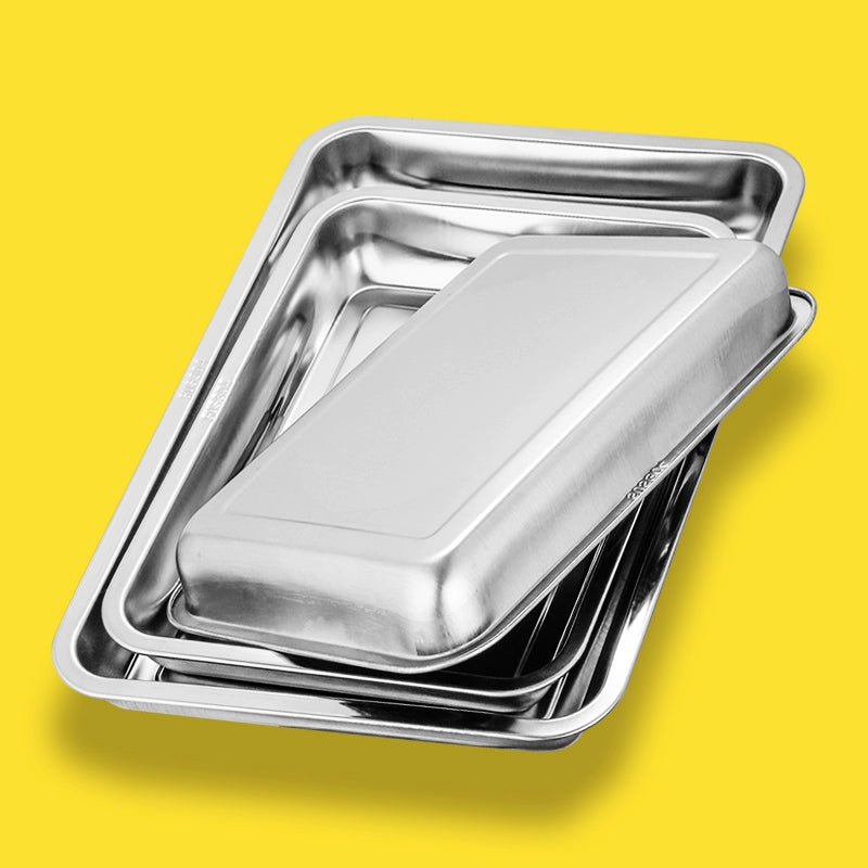 304 Stainless Steel Rectangular Tray and Dinner Plate Square Plate Barbecue Plate Flats Steamed Fish Plate Steamed Rice Tray Fruit Plate