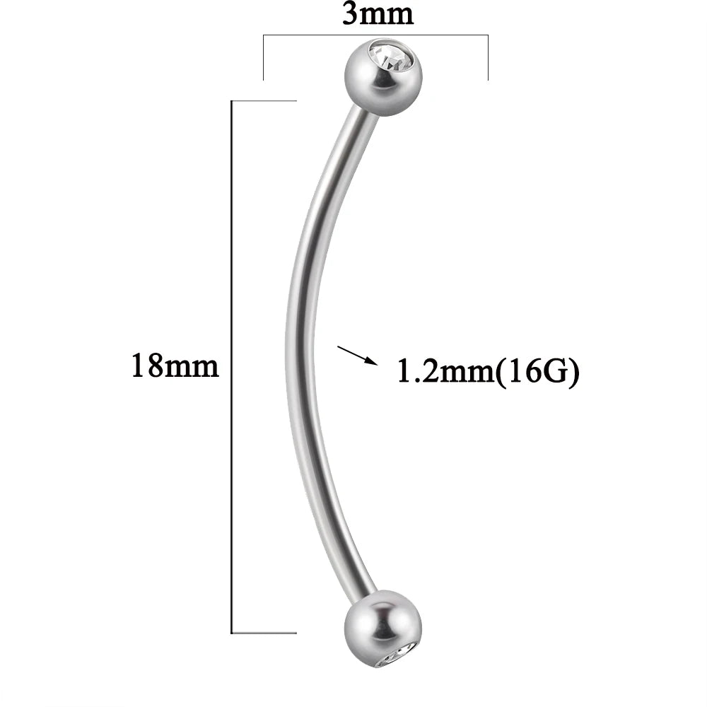 361L Surgical Steel Eyebrow Banana Piercing Lip Ring Curved Tongue Barbell Ring Daith Helix Rook Earring Wrist Piercings Jewelry