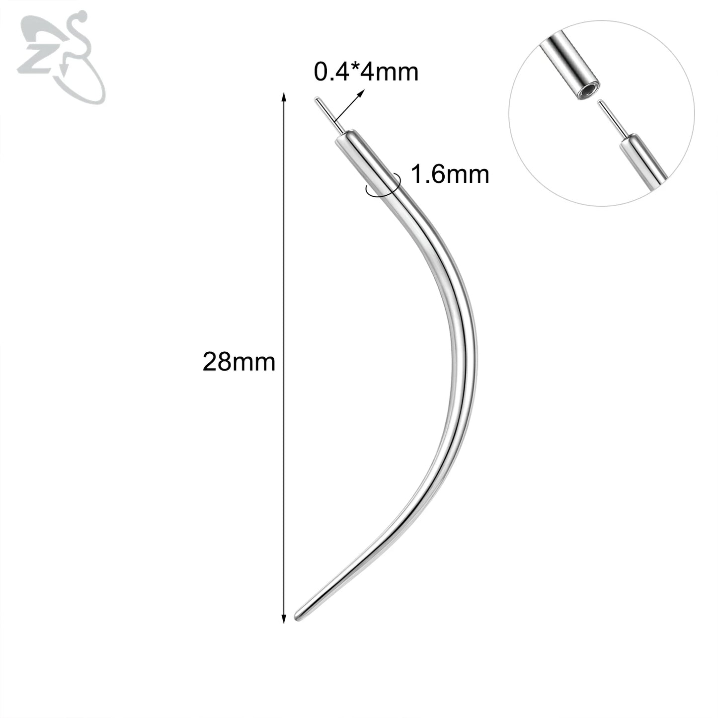 ZS 1 PC 14/16/18/20G Stainless Steel Threadless Piercing Tool Piercings Needles Receiving Tube Insertion Pin For Push In Jewelry