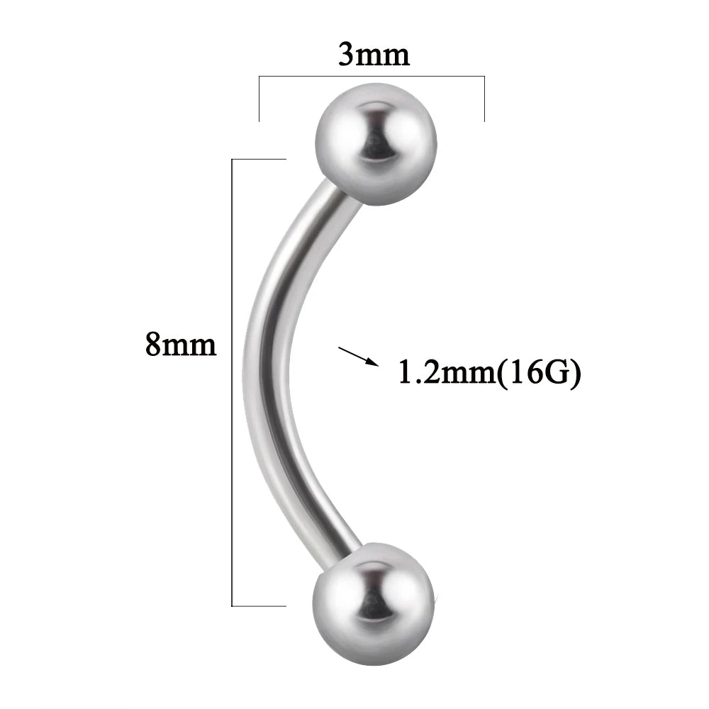 361L Surgical Steel Eyebrow Banana Piercing Lip Ring Curved Tongue Barbell Ring Daith Helix Rook Earring Wrist Piercings Jewelry
