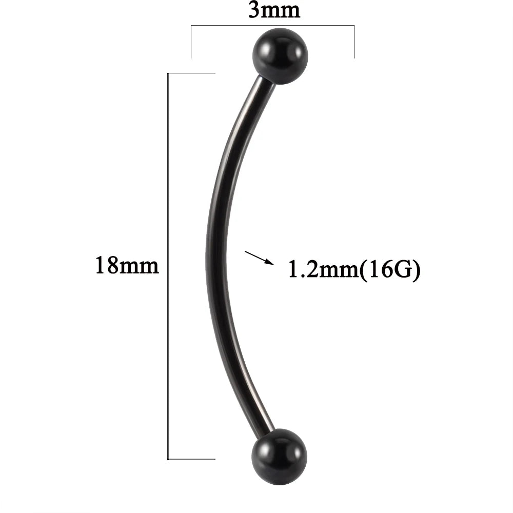 361L Surgical Steel Eyebrow Banana Piercing Lip Ring Curved Tongue Barbell Ring Daith Helix Rook Earring Wrist Piercings Jewelry