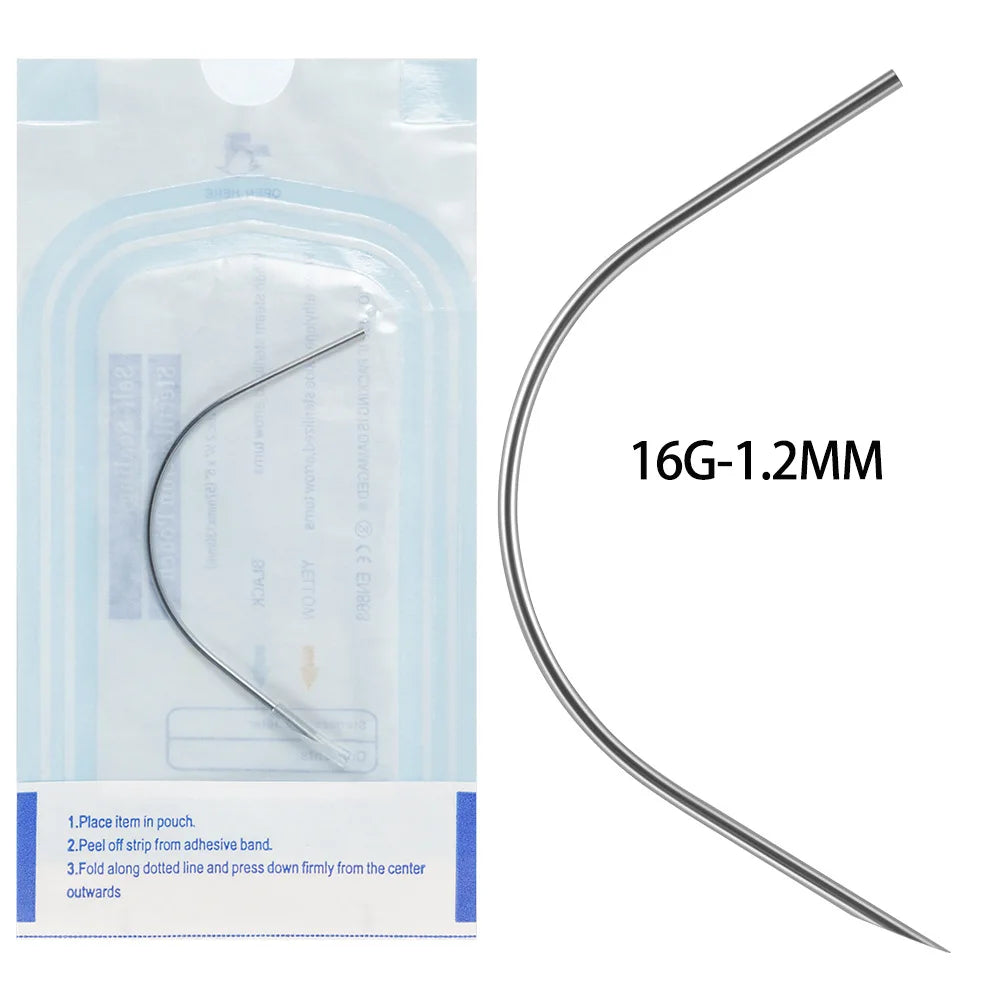 ZS 1PC Surgical Steel Navel Piercing Needles Kit Curved Needle Sterile Package Precision Curved Body Piercing Tools Disposable