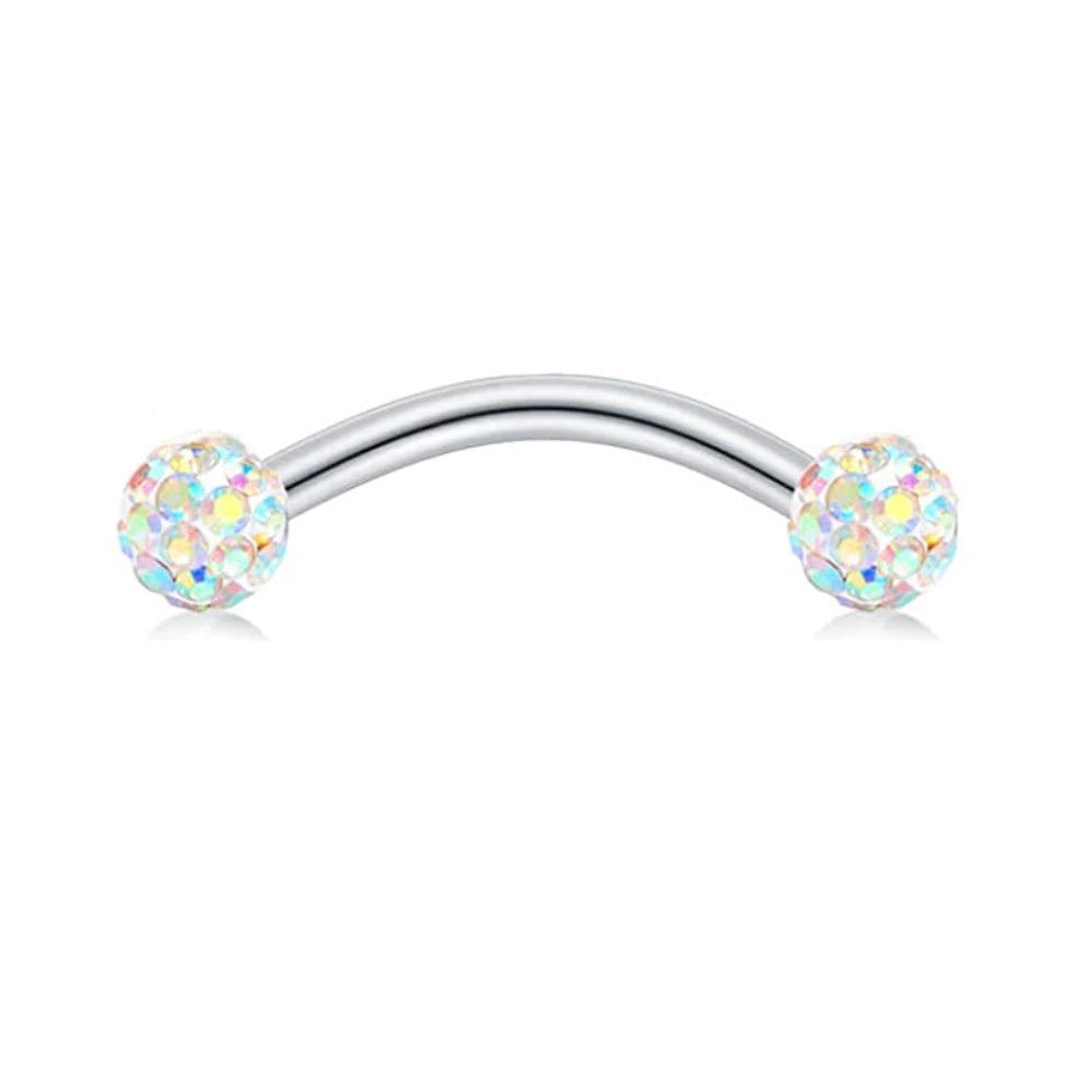 1-10Pcs 16G Surgical Steel Tiny Curved Eyebrow Barbell Ear Navel Belly Ring Piercing Jewelry for Women Men 6mm 8mm 10mm